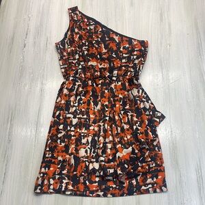 Banana Republic One-Shoulder Abstract Print Dress Sz 8